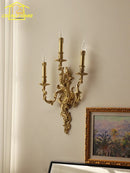 Axyaa French Retro Copper LED Wall Lamp Gold Lustre Modern Light Fixtures