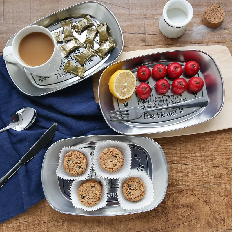Axyaa Retro Snack Tray: Small Rectangle Kitchen Organizer for Food, Fruit, Cake