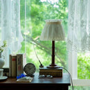 Axyaa Wooden Base LED Desk Lamp with Fabric Lampshade for Home and Restaurant Decor