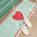 Axyaa Plaid Love Print Green Runner Rug for Trendy Home Decor