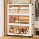 Axyaa Double-Door Plastic Storage Cabinet for Bedroom, Multi-Layer Organizer Box with Lid