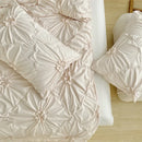 Axyaa Solid Twist Flowers 3D Pinch Pleated King Size Duvet Cover Set