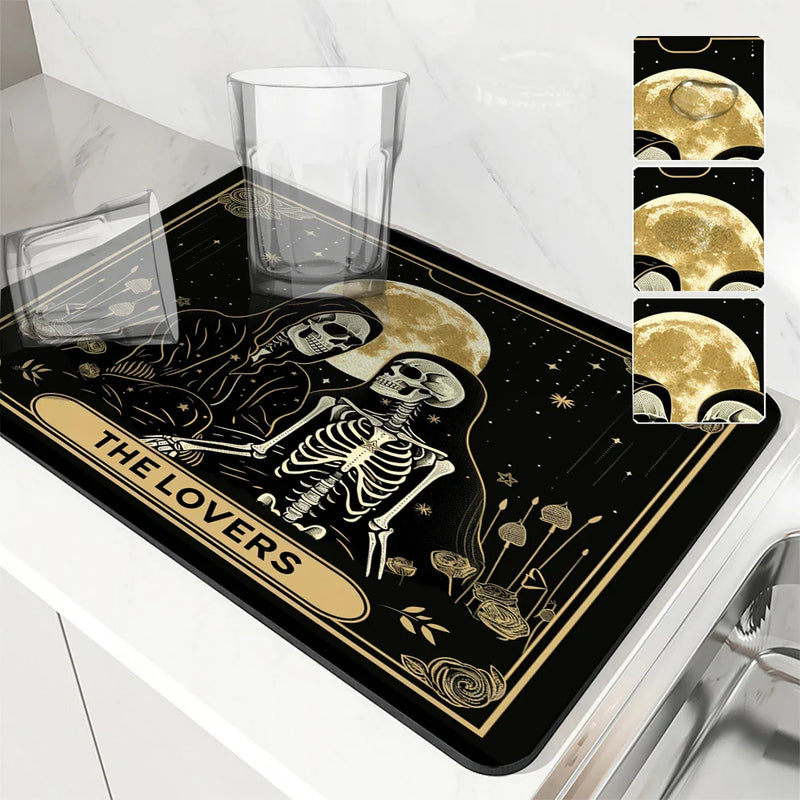 Axyaa Halloween Flower Diatoms Coffee Cup Drying Mat