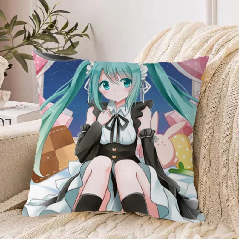 Axyaa 40*40 Hatsune Miku Pillow Cover Set for Stylish Bed Decor
