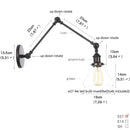 Axyaa Industrial Loft Swing Arm Wall Sconce Clear Glass Pull Chain Switch Bedside Lamp