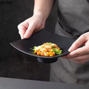 Axyaa Ceramic High-Footed Square Serving Plate for Molecular Cuisine Restaurants