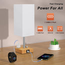 Axyaa USB-C+A Charging Ports Dimmable Bedside Lamp White Lampshade