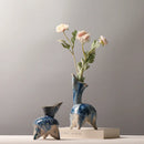 Axyaa Triangular Ink Pattern Ceramic Vase - Chinese Porcelain Home Decor