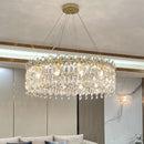 Axyaa Round Crystal LED Chandelier for Modern Living Room & Kitchen