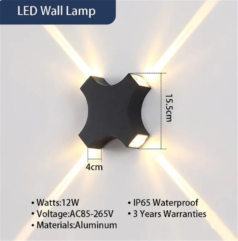 Axyaa 12W LED Wall Lamp, Modern Minimalist Style, Indoor/Outdoor, IP65 Waterproof, AC85-265V