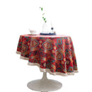 Axya Red Jacquard Christmas Round Table Cloth