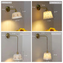 Axyaa Wooden Brass Glass Wall Lamp Modern Simple Bedroom Bedside Light