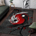 Axyaa Black and White Cat Floor Mat: Non-Slip Carpet for Home Decor