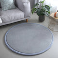 Axyaa Coral Fleece Round Carpet for Bedroom and Living Room Decor, Camel Gray Rugs
