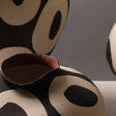 Axyaa Geometric Circles Ceramic Vase: Hand-drawn Flower Arrangement Pot