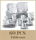 Axyaa White Porcelain Dinner Set for 6/12 - 30/60 Pcs Tableware Service
