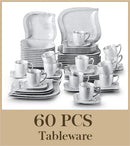 Axyaa 30/60-Piece White Porcelain Dinner Set Tableware for 6/12
