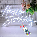 Axyaa Happy Birthday LED Neon Sign on Transparent Acrylic Base