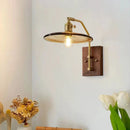 Axyaa Cognac Glass Wall Light, Wooden Base, E27 Bulb, Living Room Bedroom Decor