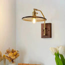 Axyaa Cognac Glass Wall Light Wooden Base E27 Bulb for Home Décor