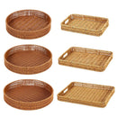 Axyaa Rattan Basket Tray for Breakfast Food Bread Cake Fruit Vegetable Storage