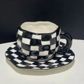 Axyaa 10oz Korean Style Ceramic Coffee Mug with Saucer Hand Painted Tea Cup Set