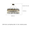 Axyaa Black/Gold Metal Crystal Chandelier LED Pendant Light Luxe Dimmable Fixture