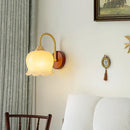 Axyaa Wood Base Gold Brass LED Wall Light Fixture for Living Room Stairway