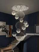 Axyaa Crystal Ball Chandelier: Stylish Staircase Spiral Pendant Light for Living Room and Lobby