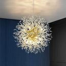 Axyaa Modern Silver Crystal Chandelier LED Pendant Lamp for Dining Room