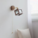 Axyaa Walnut Wood LED Wall Sconce Rotate Light Clear Glass Pull Chain Switch
