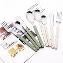 Axyaa Beige Silver Acrylic Handle Cutlery Set Stainless Steel Flatware Mirror Finish