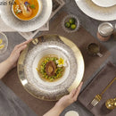 Axya Electroplated Ceramic Dinner Soup Dessert Pasta Snack Plates - Restaurant Special Tableware