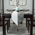 Axyaa Chinese Style Luxury Jacquard Table Runner with Tassel for Home Decor