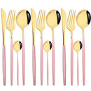 Axyaa 12-Piece Gold Flatware Set Stainless Steel Cutlery Dinnerware
