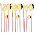 Axyaa 12-Piece Pink Gold Stainless Steel Cutlery Set