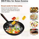 Axyaa 28cm Iron Frying Wok Pan, Handmade Cast, Gas Stove Kitchen Cookware
