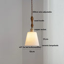 Axyaa White Ceramic LED Pendant Light with Wood Handle - Bedroom Living Room Lamp