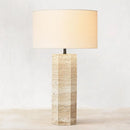 Axyaa Travertine Table Lamp with Fabric Lampshade & LED Bulb