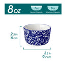 Axyaa Chinese Blue and White Ceramic Ramekins Set - Ideal for Soufflés, Desserts, and Snacks