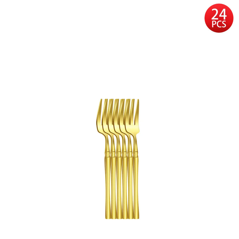 Axyaa Gold Stainless Steel Cutlery Set - Knife Fork Spoon in 5/6/20/30pcs