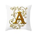Axyaa European Gold 26 Letters Digital Printed Pillowcase for Home Decor
