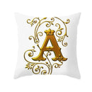 Axyaa European Gold 26 Letters Digital Printed Pillowcase for Home Decor