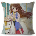 Axyaa Beautiful Girl Pattern Linen Pillowcase for Living Room and Bedroom