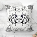 Axyaa Mandala Sun Moon Pillowcase: Bohemian Sofa Cushion Cover