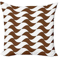 Axyaa Abstract Wave Retro Circle Leaf Print Pillow Cover Brown White 45x45