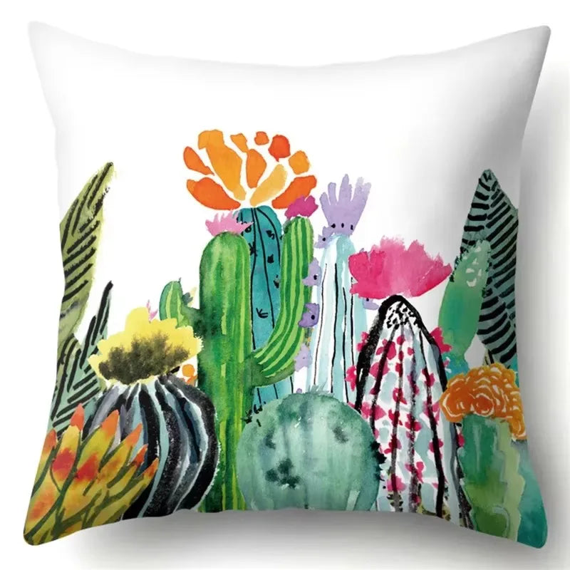 Axyaa Cactus Flower Decorative Cushion Cover 45X45CM Home Sofa Pillowcase