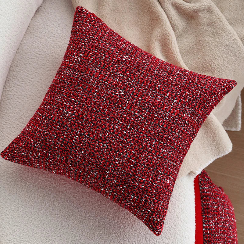 Axyaa Red Knitted Wool Cushion Cover for Christmas Party Home Decor