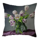 Axyaa Vintage Flowers & Birds Oil Painting Pillow Cover