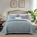 King Size Cotton Quilt Bedding Set, Botanical Pattern, Lightweight Quilted Bedspread - Axyaa